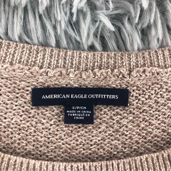 American Eagle Outfitters Sweater Womens  Small Taupe Wool Blend Cable Knit - Picture 2 of 11